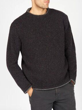 Irelands Eye Men's Size Small Black Night Marl Roundstone Wool Sweater